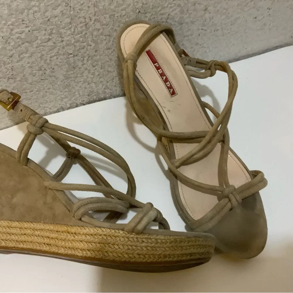 Prada suede Espadrilles Wedges Women beige Italy